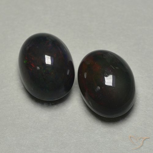 1.74ctw Naturel Multicolore Opale noire, ovale, Translucide