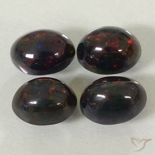 2.49ctw Naturel Multicolore Opale noire, ovale, Translucide