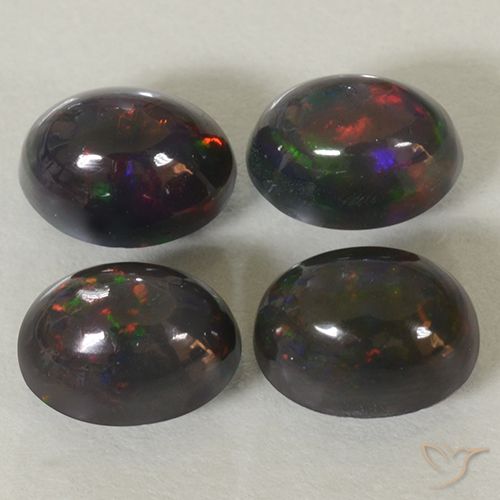 2.79ctw Naturel Multicolore Opale noire, ovale, Opaque
