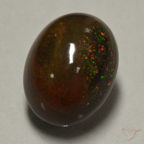 Opale noire multicolore naturelle coupe ovale, 0,89 ct, opaque