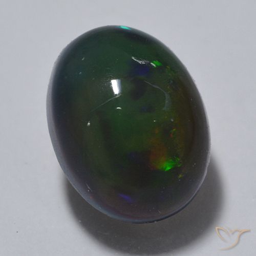 0.79ct Naturel Multicolore Opale noire, ovale, Translucide