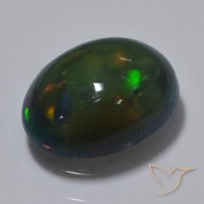 Opale noire Multicolore naturelle ovale, 0.79 ct, Translucide