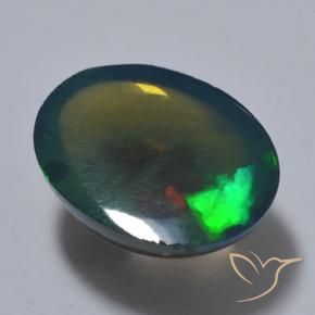Opale noire Multicolore naturelle ovale, 0.79 ct, Translucide