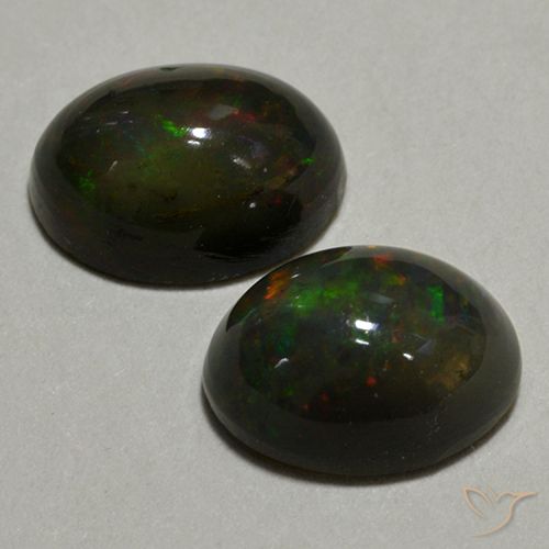 1.93ctw Naturel Multicolore Opale noire, ovale, Translucide