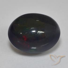 Opale noire Multicolore naturelle ovale, 1.25 ct, Translucide