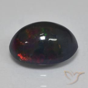 Opale noire Multicolore naturelle ovale, 1.25 ct, Translucide