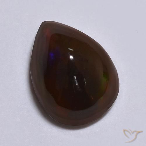 Opale noire Multicolore naturelle En forme de poire, 0.85 ct, Translucide