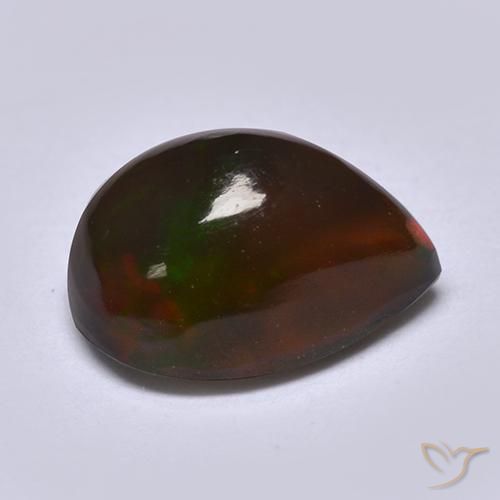 Opale noire Multicolore naturelle En forme de poire, 0.85 ct, Translucide