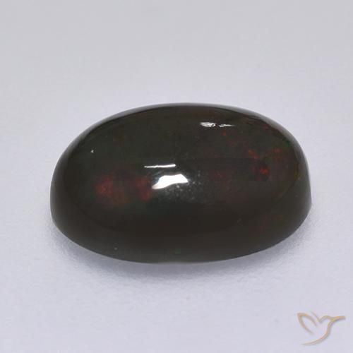 Opale noire Multicolore naturelle ovale, 1.27 ct, Opaque
