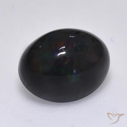 Opale noire Multicolore naturelle ovale, 1.44 ct, Opaque