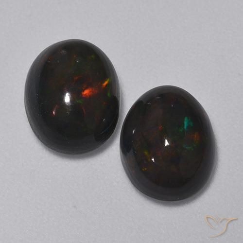 2.79ctw Naturel Multicolore Opale noire, ovale, Translucide