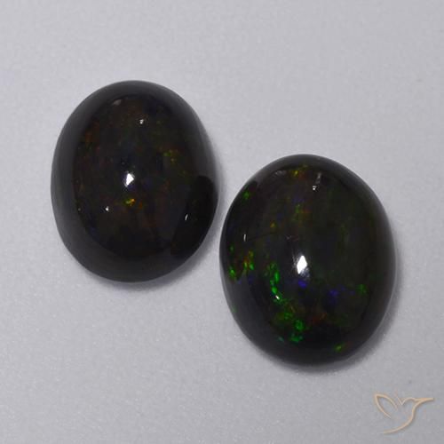 2.31ctw Naturel Multicolore Opale noire, ovale, Translucide
