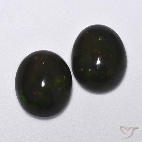 2.60ctw Naturel Multicolore Opale noire, ovale, Translucide