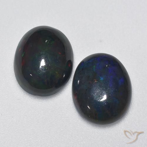 1.70ctw Naturel Multicolore Opale noire, ovale, Translucide