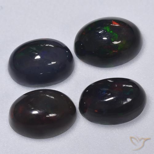 1.50ctw Naturel Multicolore Opale noire, ovale, Translucide