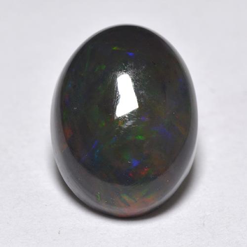 Opale noire multicolore naturelle coupe ovale, 1,33 ct, translucide