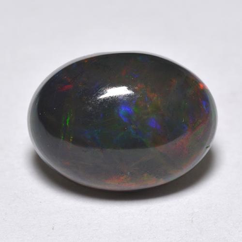 Opale noire multicolore naturelle coupe ovale, 1,33 ct, translucide