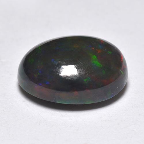 Opale noire multicolore naturelle coupe ovale, 1,33 ct, translucide