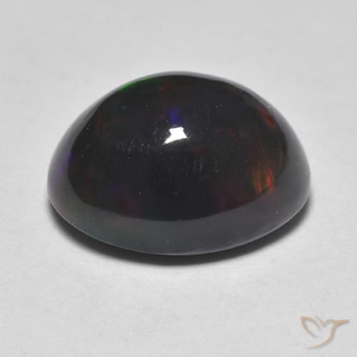 Opale noire Multicolore naturelle ovale, 1.38 ct, Translucide