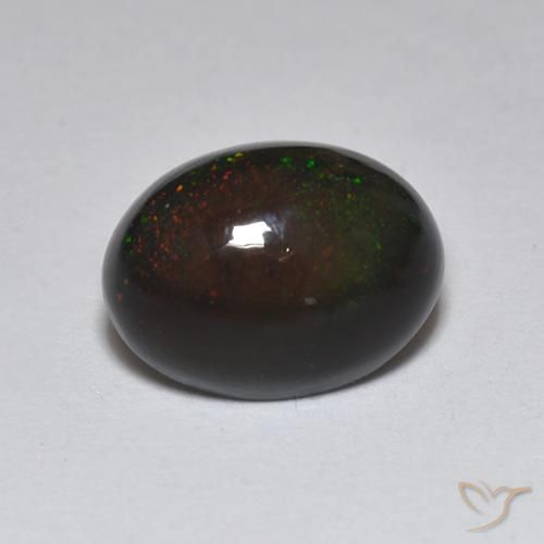 1.23ct Naturel Multicolore Opale noire, ovale, Translucide