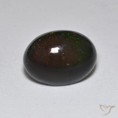 Opale noire Multicolore naturelle ovale, 1.23 ct, Translucide