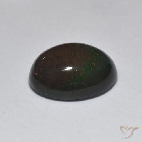 Opale noire Multicolore naturelle ovale, 1.23 ct, Translucide