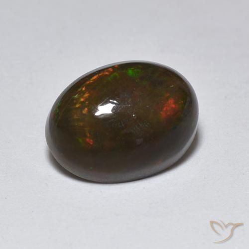 Opale noire Multicolore naturelle ovale, 1.27 ct, Translucide