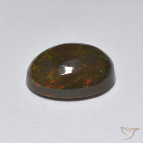 Opale noire Multicolore naturelle ovale, 1.27 ct, Translucide