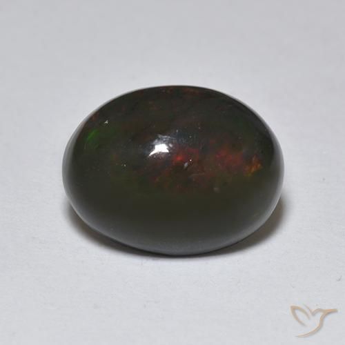 1.25ct Naturel Multicolore Opale noire, ovale, Translucide