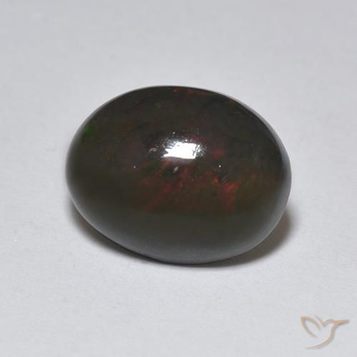 Opale noire Multicolore naturelle ovale, 1.25 ct, Translucide