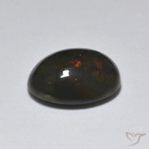 Opale noire Multicolore naturelle ovale, 1.25 ct, Translucide