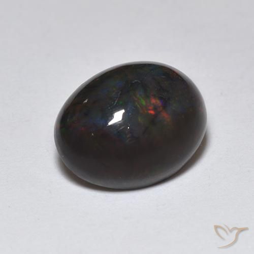 Opale noire Multicolore naturelle ovale, 1.22 ct, Translucide
