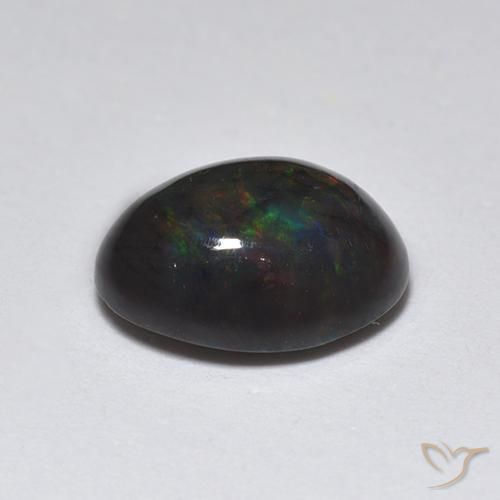 Opale noire Multicolore naturelle ovale, 1.22 ct, Translucide