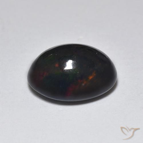 Opale noire Multicolore naturelle ovale, 1.29 ct, Translucide