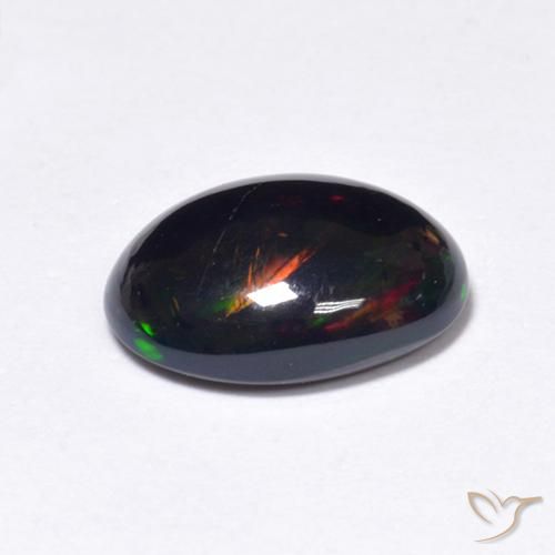 Opale noire Multicolore naturelle ovale, 0.91 ct, Translucide