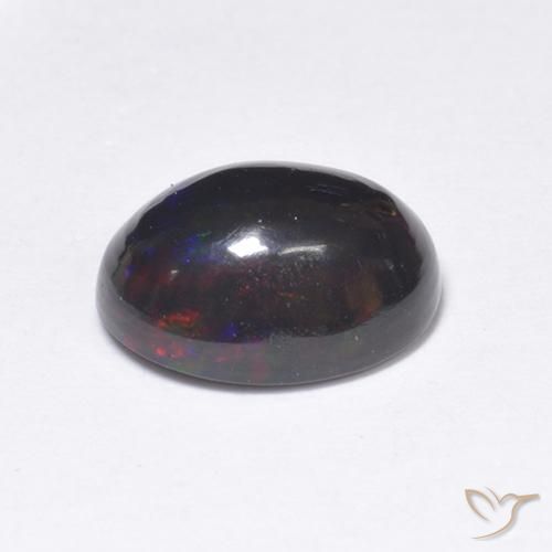 Opale noire Multicolore naturelle ovale, 1.09 ct, Translucide