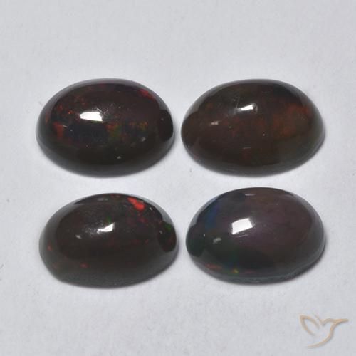 1.41ctw Naturel Multicolore Opale noire, ovale, Translucide