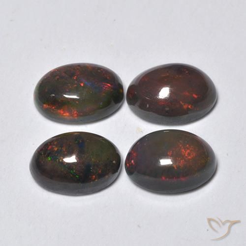 1.34ctw Naturel Multicolore Opale noire, ovale, Translucide