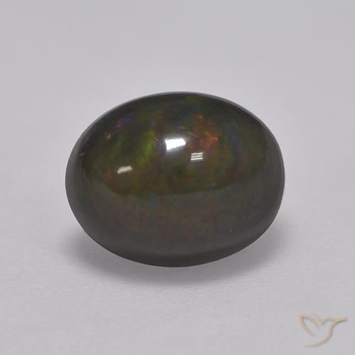 Opale noire Multicolore naturelle ovale, 1.33 ct, Opaque