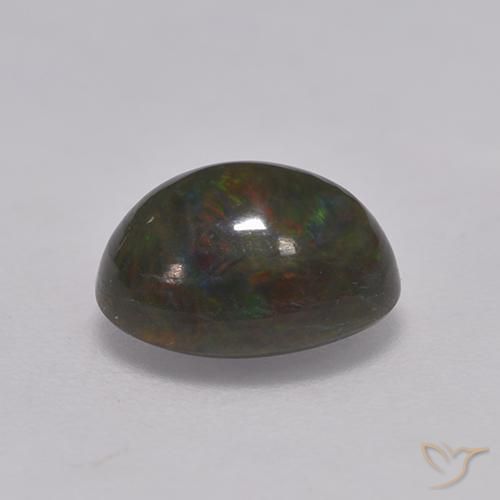 Opale noire Multicolore naturelle ovale, 1.33 ct, Opaque