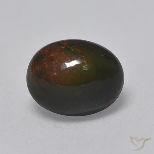 Opale noire Multicolore naturelle ovale, 1.37 ct, Opaque