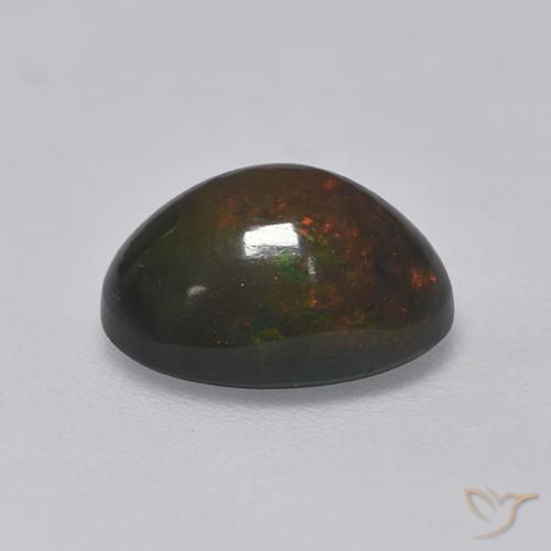 Opale noire Multicolore naturelle ovale, 1.37 ct, Opaque