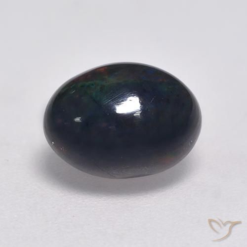 Opale noire Multicolore naturelle ovale, 1.18 ct, Opaque