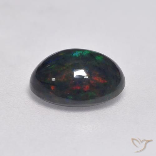 Opale noire Multicolore naturelle ovale, 1.18 ct, Opaque