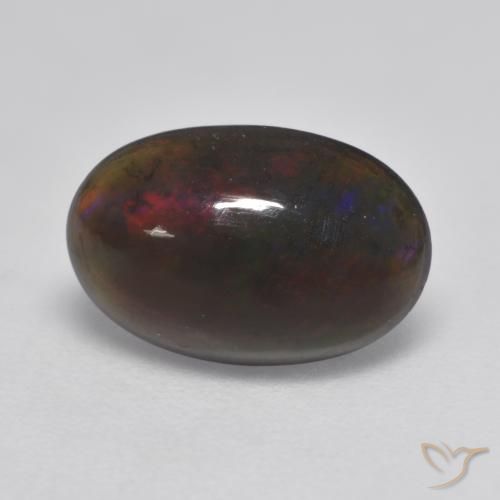 1.32ct Naturel Multicolore Opale noire, ovale, Translucide