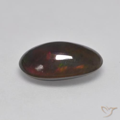 Opale noire Multicolore naturelle ovale, 1.32 ct, Translucide