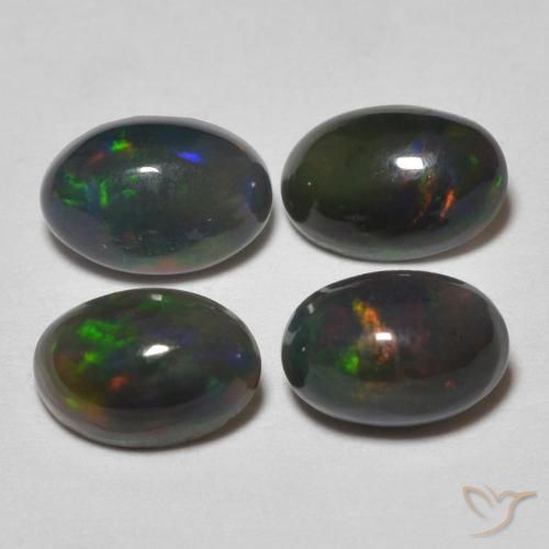1.10ctw Naturel Multicolore Opale noire, ovale, Translucide