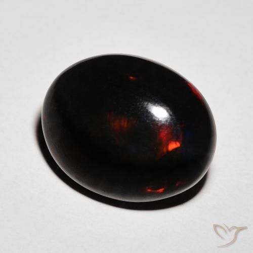 Opale noire Multicolore naturelle ovale, 6.46 ct, Opaque