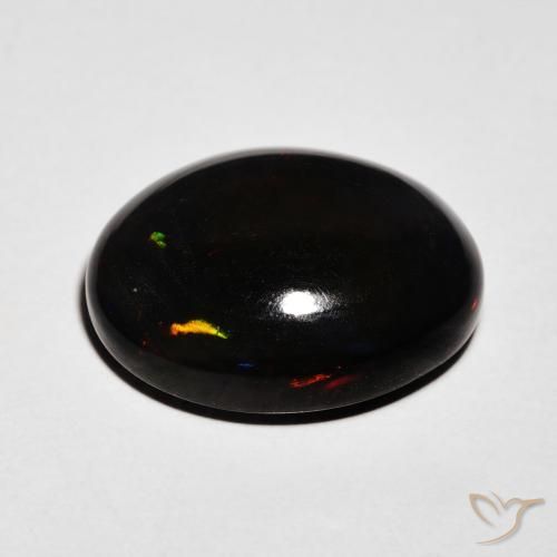 Opale noire Multicolore naturelle ovale, 6.46 ct, Opaque