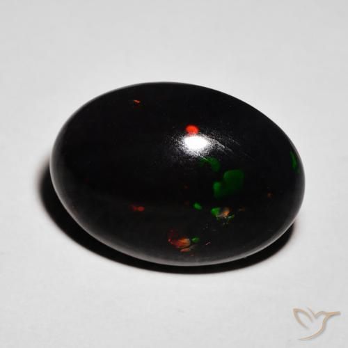 Opale noire Multicolore naturelle ovale, 6.06 ct, Opaque